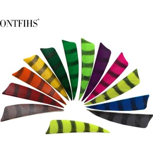 50 Pcs ONTFIHS New 3 Inch Arrow Feather Fletching Stripe Double Side Streak Vane Fletches Feathers Archery