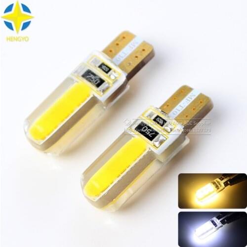6x New Car LED T10 194 W5W COB+Silicone shell LED Lights Car Side Wedge Light Lamp Bulb White/yellow Car-styling