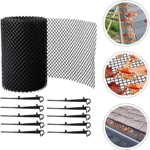 Aluminium Leaf Mesh Prevent Rust Water Channel With 10 Ground Nails Sturdy Plastic Resin PP Gutters 1pcs Solid Sink Net