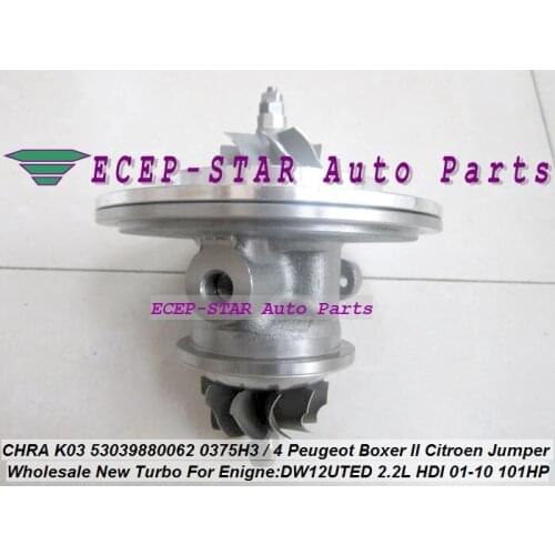 Free Ship Turbo Cartridge CHRA K03 53039880062 9643350480 0375H3 For Peugeot Boxer For Citroen Jumper 2001-10 DW12UTED 2.2L HDI