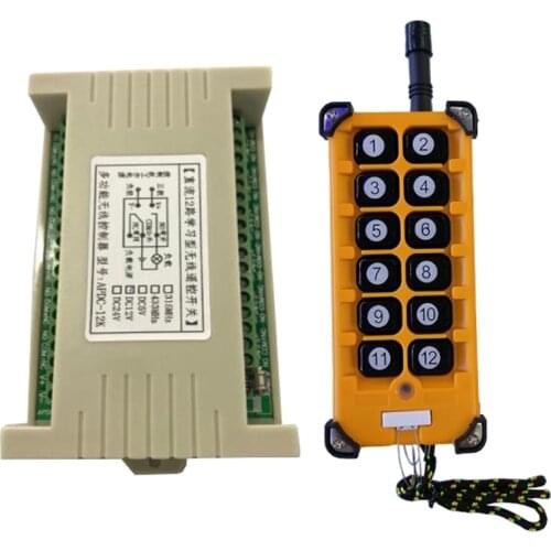 3000m DC12V 24V 12CH Radio Controller RF Wireless Remote Control Overhead travelling crane System Receiver+ number keys Remote