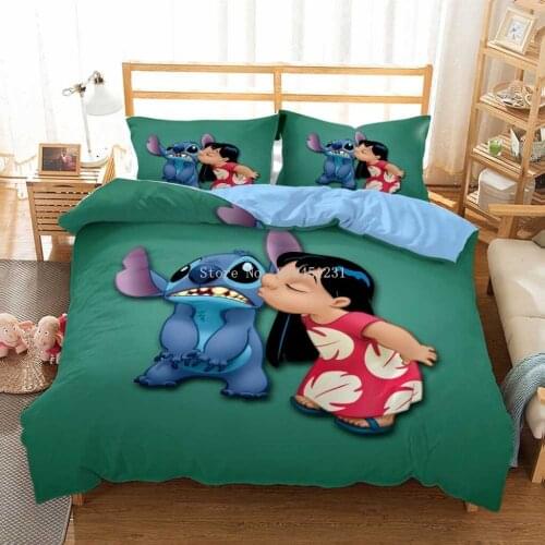 Disney Cartoon Lilo & Stitch Bedding Sets Luxury Disney Duvet Cover Set Home Textiles Kids Children Teen Bedspread Bedroom Decor