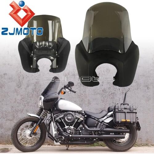 For Harley Softail Street Bob FXB Standard FXST 2021 Motorbike Headlight Fairing w/Windshield Windscreen Mount Bracket Kit Smoke