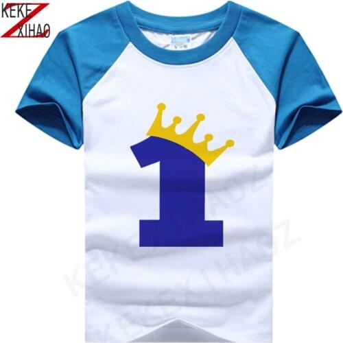 1 2 3 Years Birthday Number 1-3 Letter Print T-Shirt Boys Short Sleeve Tee Tops Kids Clothes Children Girl Birthday Party Wear
