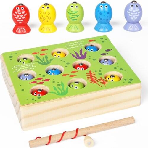 Fishing Game Puzzle Toys Kids Wooden Toys Magnetic Games Fishing Toy Kids 3d Baby Educational Toys For Children Boys Girl Gift