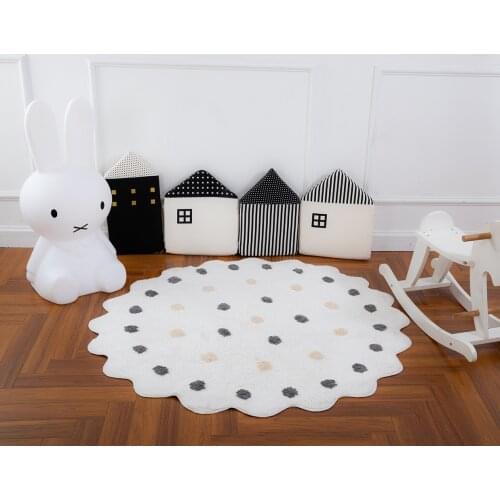 Ins Nordic round biscuit dot home decoration floor mat childrens game mat childrens room soft