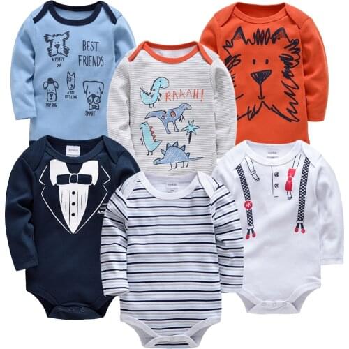 Kavkas Baby Girls Clothes 6 pcs/lot pour nouveaux Cotton Long Sleeve Girl Bodysuit 0-24 Months Newborn Boys Clothing Toddler