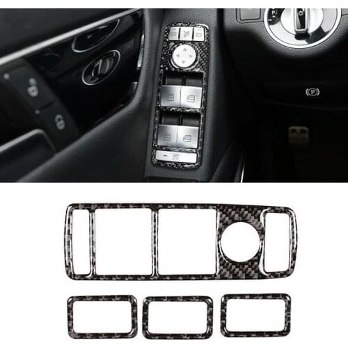 CITALL Car Interior Window Lift Switch Button Frame Cover Trim Fit for Mercedes Benz A B C E CLA GLA GLE ML Class Carbon Fiber
