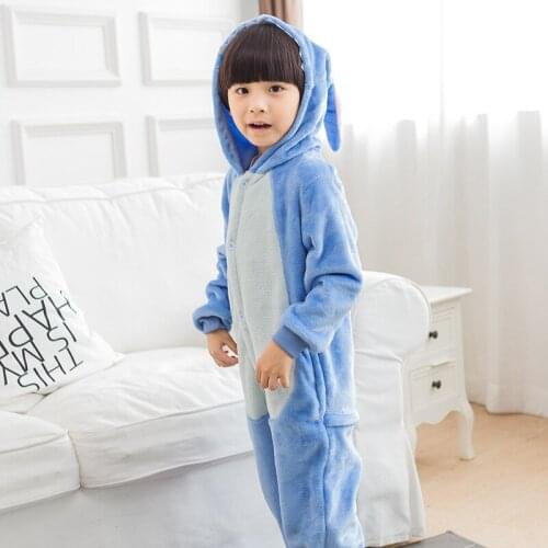 Anime Stitch Cosplay Costume Kids Kigurumis Boy Girl Sleep Suit Halloween Festival Party Animal Onesies