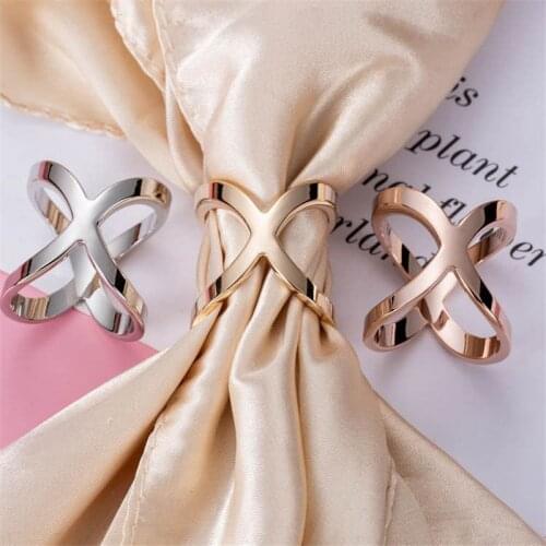 Square Scarf Clip Shawl Button Women Ring Cross Cut Scarves Brooch Holder Silk