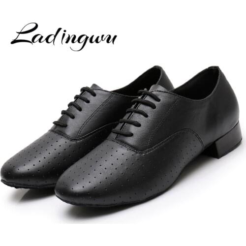 Ladingwu Genuine Leather Mens teaches shoes Modern dance shoes adult Men Ballroom dancing shoes sneakers for Men