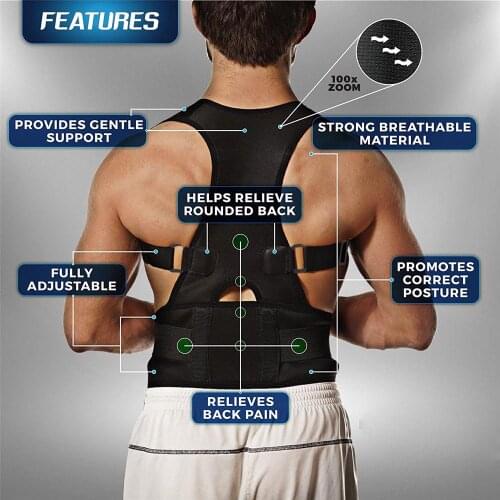 Hot selling Posture Corrector Support Magnetic Back Shoulder Brace Belt for Unisex Adults Students BHD2