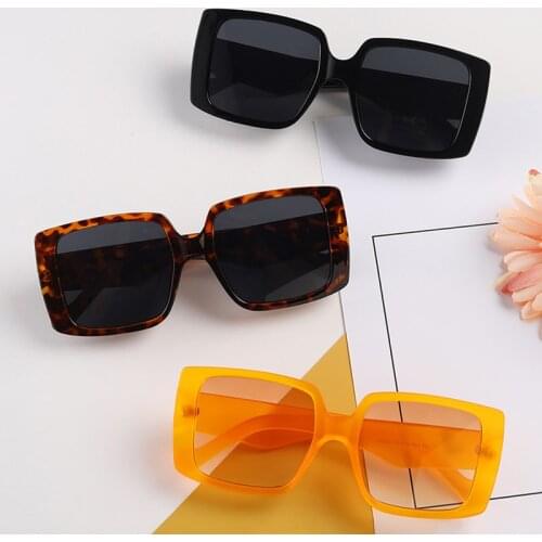 SO&EI Fashion Oversized Square Jelly Color Sunglasses Women Shades UV400 Trending Men Tea Orange Sun Glasses