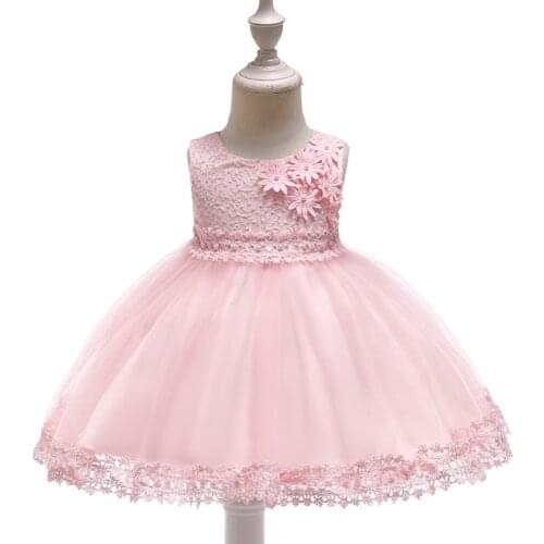 New Baby Girls Dress Toddler Kids Sleeveless Tulle Lace Christening Dress with Headband Toddler Baptism Dress