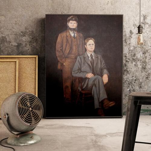 The Office Poster Portrait of Dwight Schrute and Mose Schrute Canvas Painting Wall Art Decoration for Living Room