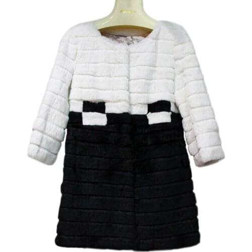 Autumn Winter Womens Real Genuine Natural Rex Rabbit Fur Coat Lady Medium-long Clothing Outerwear VF0235