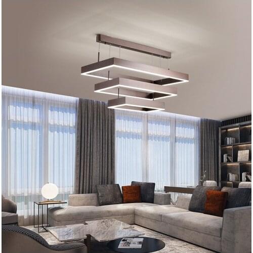 Modern minimalist living room led chandelier rectangular Nordic restaurant bar chandelier creative personality villa chandelier