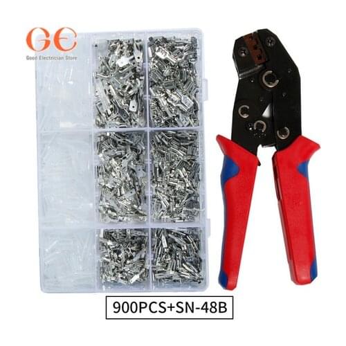 SN-48B wire crimping plier 0.5-2.5mm2 20-13AWG precision jaw with 2.8 4.8 terminals sets tools 120/270/315/320/600/900pcs box