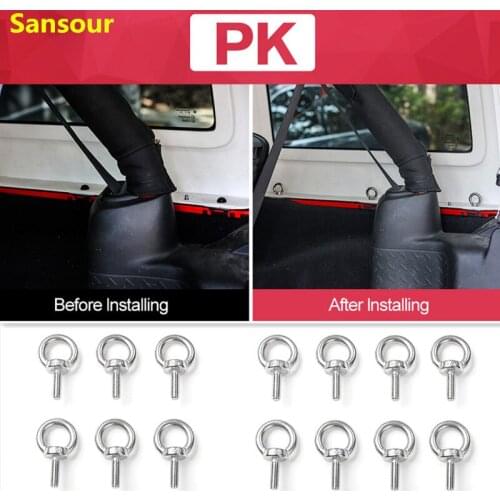 Sansour Metal Car Interior Decoration Protect Round Hole Head Car Roof Screws Nut For Jeep Wrangler 2007 Up Car Styling