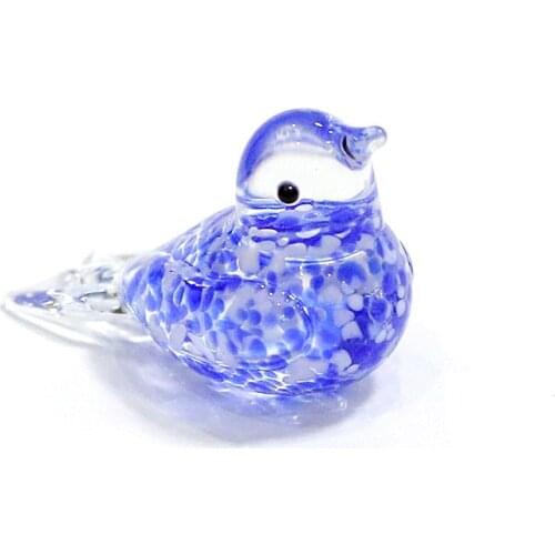 Custom Long 4cm Handmade Glass Bird Art Figurine Colorful Mini Cute Animal Ornament Home Tabletop Fairy Garden Decor Accessories