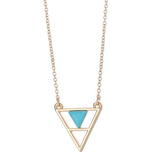 Vintage Popular Gold Crystal Antique Punk Triangle Simple Chain Pendant Necklace For Men Women Fashion Gifts