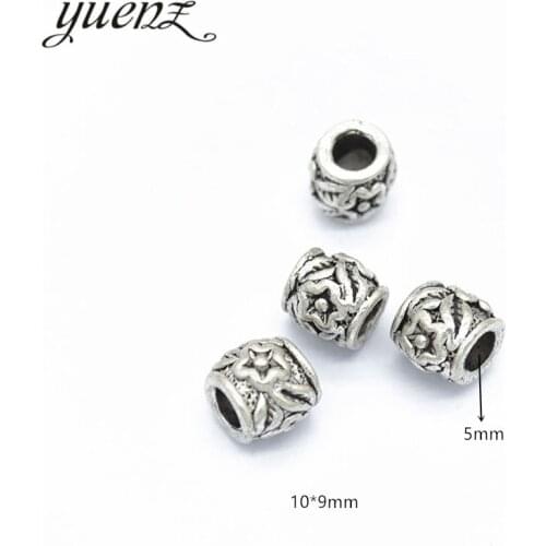 YuenZ 8pcs Antique Silver color Big Hole flower Beads Spacers Beads Fit European Charm Jewelry Accessories DIY Findings R134