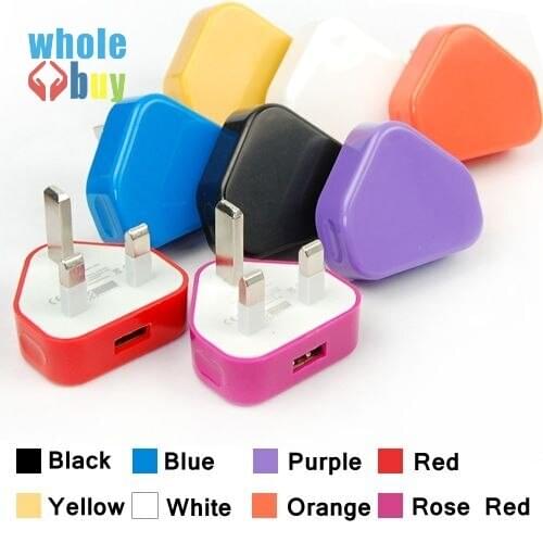 Different colors For iPhone X 8 7 6 1 Port USB Power adapter charger for UK Plug USB Charger AC Wall charger Adapter 200pcs/lot