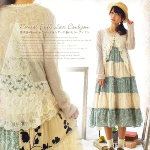 Spring Sweet Embroidery Pattern Shirt Women Lace Long Sleeve Cute Protect Sunshine Mori Girl Cotton And Linen Cardigan C121