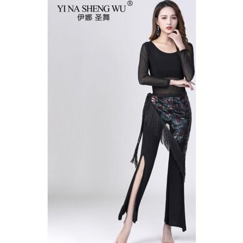 Latin Dance Skirt Belly Dance Sequins Fringed Hip Scarf Adult Women Triangle Skirt Latin Dancing Practice Hip Scarf Brand New