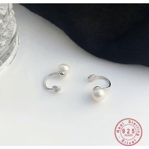 925 Sterling Silver European Style Exquisite Fashion White Pearl Ear Clip Women Classic Vintage Engagement Jewelry