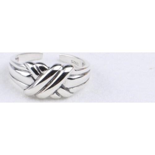 Dainty 925 Sterling Silver Cross Tie The Knot Open Ring Female Wide Band Crossover Endless Twist Knotted Eternity Promise Ring