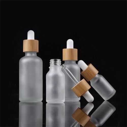 10pcs 5ml 10ml 15ml 20ml 30ml 50ml 100ml matte and clear bamboo frost glass dropper bottle Enssential Oil bottles