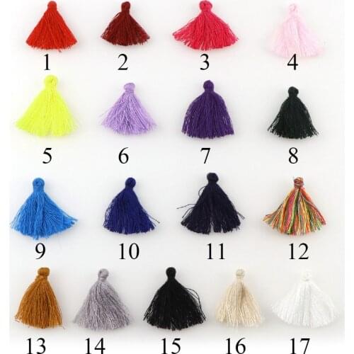 17color30pcs/lot 3cm Long Multicolor Cotton Silk Tassel Brush For Earring Charm Pendant SatinTassels Diy Jewelry Making Findings
