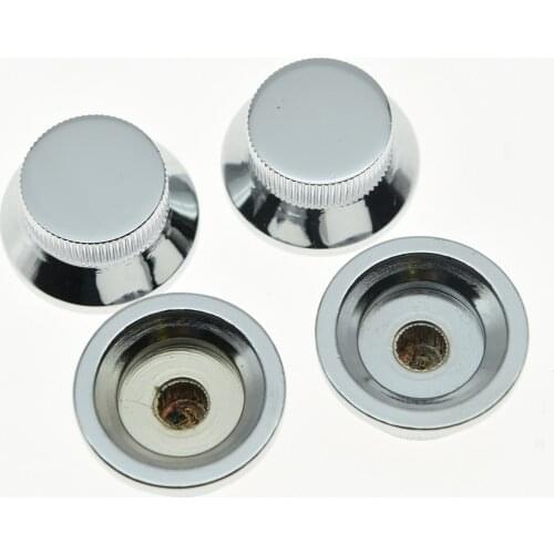 KAISH 4pcs Chrome Metal LP Top Hat Bell Knobs Guitar Bass Knob for Metric 5.8mm Pots