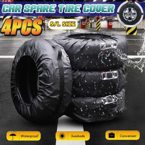 Universal 4pcs Spare Tire Cover Case Polyester Car Tires Storage Bag Auto Tyre Wheel Protector Waterproof