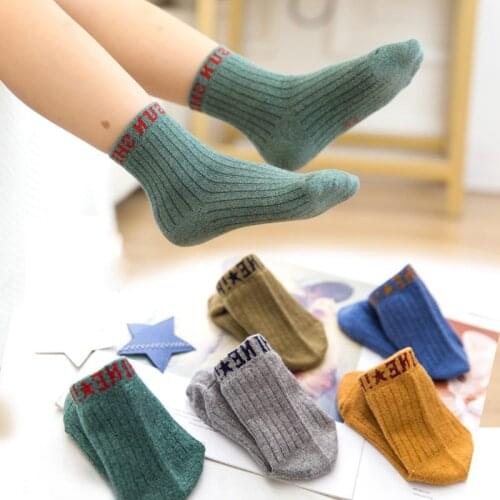 5 Pairs/lot Baby Boys Chidlren Autumn WinterSocks Letter Socks for Girls Fall Kids Fashion Mid Socks