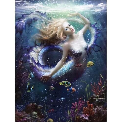 5D Diy Diamond Painting Cross Stitch Mermaid Resin Embroidery Mosaic Full Square Round Drill Rhinestones Home Decor Needlework