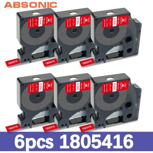 Absonic 6PK 12mm 1805416 Compatible Rhino Industrial Vinyl Labeling Tape White on Red for Rhino 4200 5200 Label Maker Machine