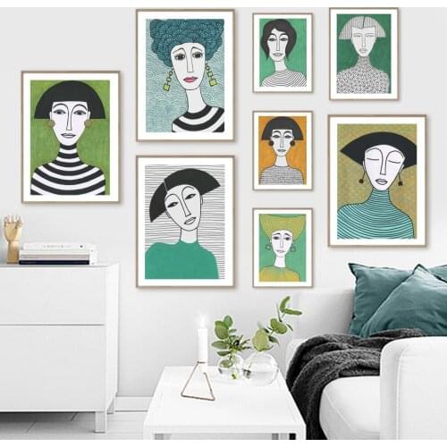 Abstract Matisse Boho Bob Girl Floral T-shirt Wall Art Canvas Painting Nordic Posters And Prints Decor Pictures For Living Room