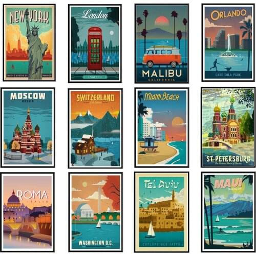 5D Diy Diamond Painting Vintage Europe America City Landscape Cross Stitch Kit Embroidery Mosaic Crystal Picture Home Decor Gift
