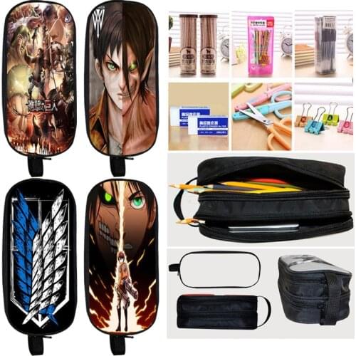 Attack on Titan Pencil Case boys girls Pencil Holder Kids Anime Pen Bag Students Pencil Box Children Stationery Storage Bag gift