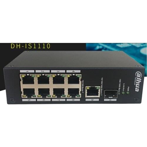 DH-IS1110 single optical port Gigabit 8-port 100M outdoor wide temperature all-metal industrial grade monitoring switch