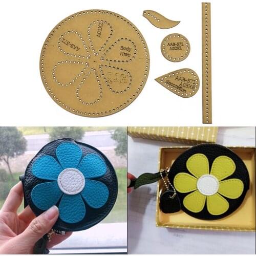 Diy handmade leather goods round coin purse bag design drawing kraft paper mold template leather handmade gift making