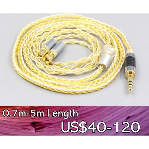 LN007301 8 Core OCC Silver Gold Plated Braided Earphone Cable For HiFiMan HE400 HE5 HE6 HE300 HE4 HE500 HE6 Headphone