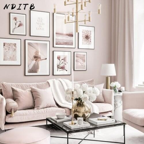 Flower Grass Nature Landscape Canvas Painting Scandinavian Decoration Wall Art Poster Nordic Ocean Waves Print Botanical Picture