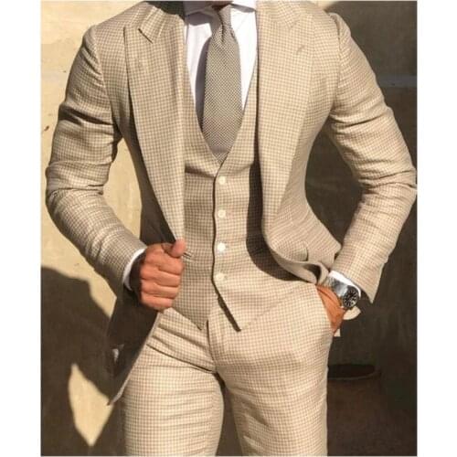 2021 Classic Glen tailor-made Plaid Men Suits Peaked Lapel Formal Business Suit groom Wedding Suits For Men slim fit 3 Pieces