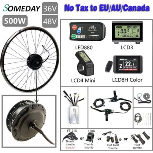 36V/48V 500W Electric Bicycle Conversion KIt SOMEDAY 16''-29'' 700C Brushless Gear Front Hub Motor Wheel for Electric Bike