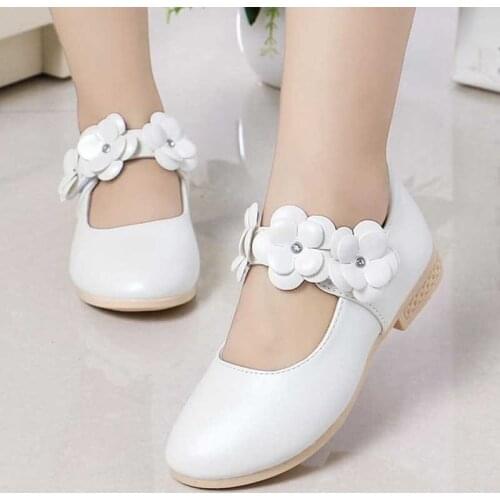 Flower Girls' Pink White Gold Leather Shoes For Children Girls Latin Dance Princess Wedding Party Shoes New 6 8 10 12 Years old