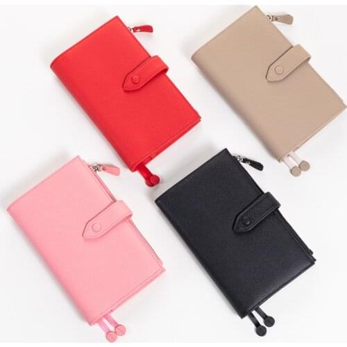 Amnery Leather Notebook Cover, A6 Slim Refillable with Pen Loop and Card Slots