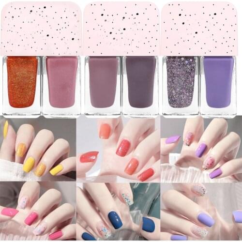 Colorful Quick-drying Two-colornail Polish Shiny White Red Sequins Long Lasting Non-peelable Matte Nail Polish Nail Polish Set